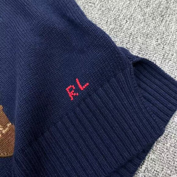 Polo Ralph Lauren Navy blue women's sweater with knight bear pattern - Picture 10 of 11